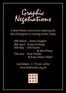 pink text on black background describing a series of events titled 'Graphic negotiations'